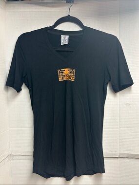 Headrush Black V‑Neck Graphic Tee Size M